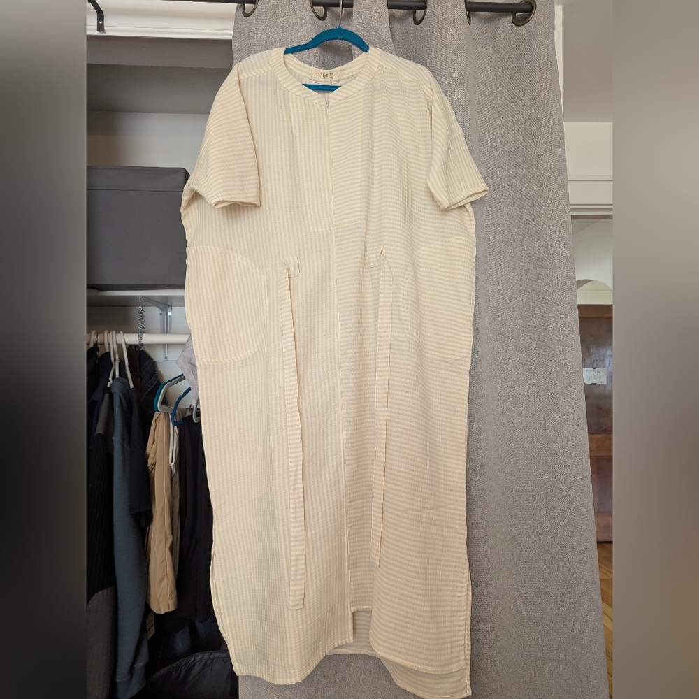 NWT Oddbird Ruya Tunic Dress Ivory Stripe Kaftan S/M